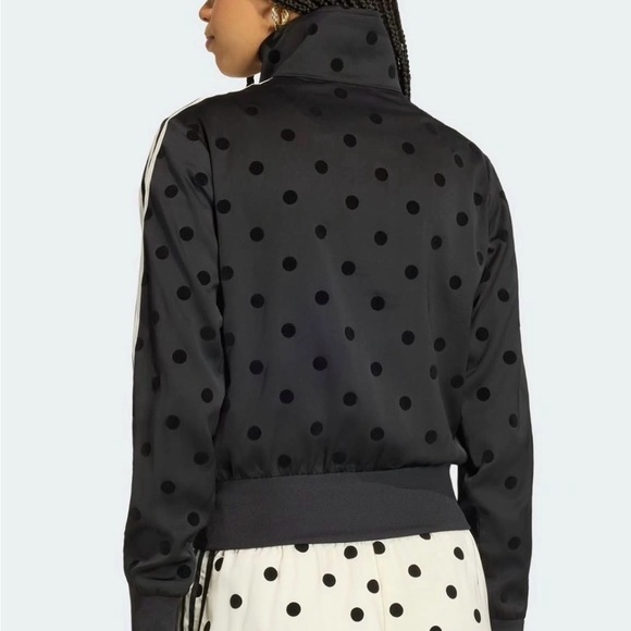 Adidas Black Satin Polka Dots Tt Track Jacket size XS - Picture 2 of 2